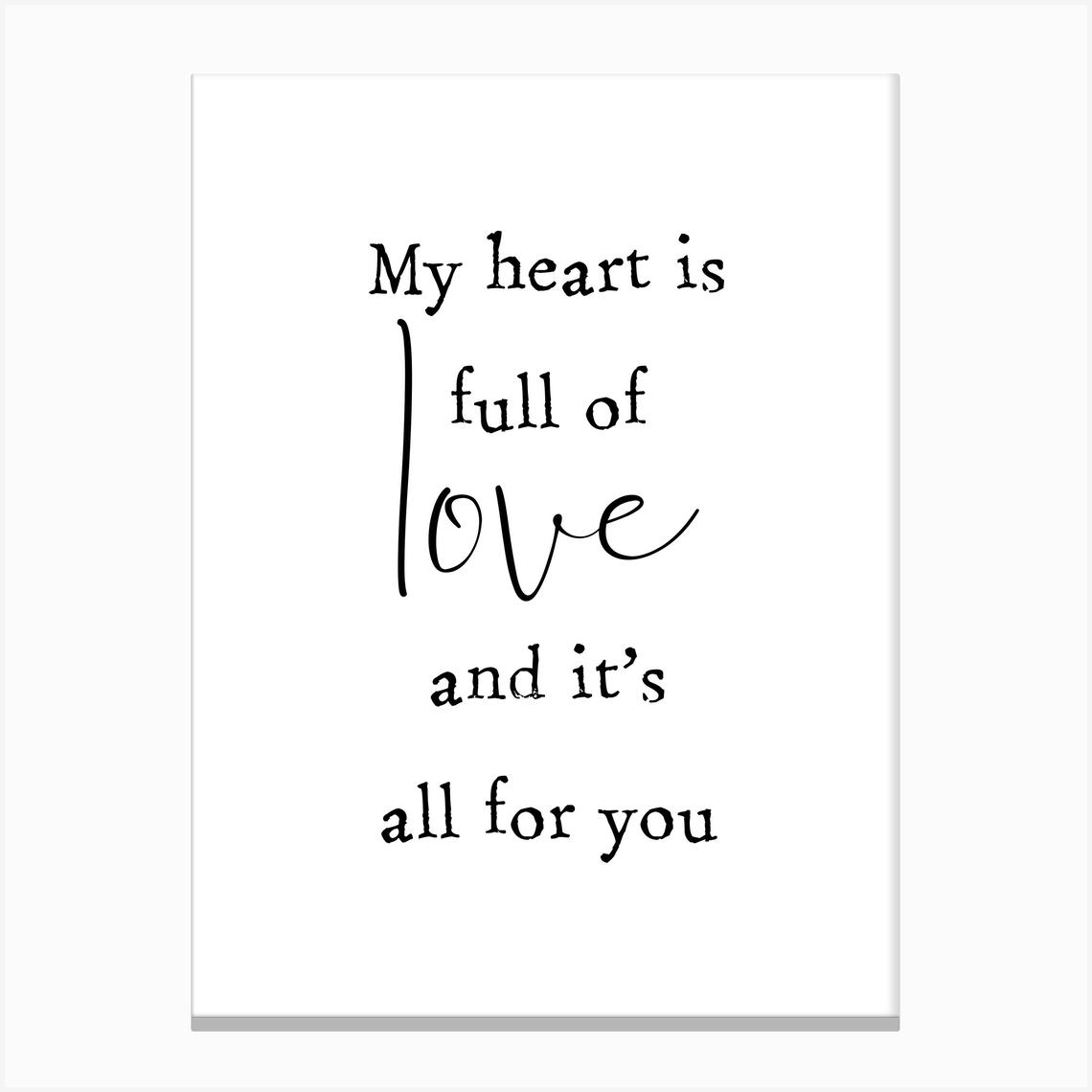 Full Of Love Canvas Print by The 13 Prints