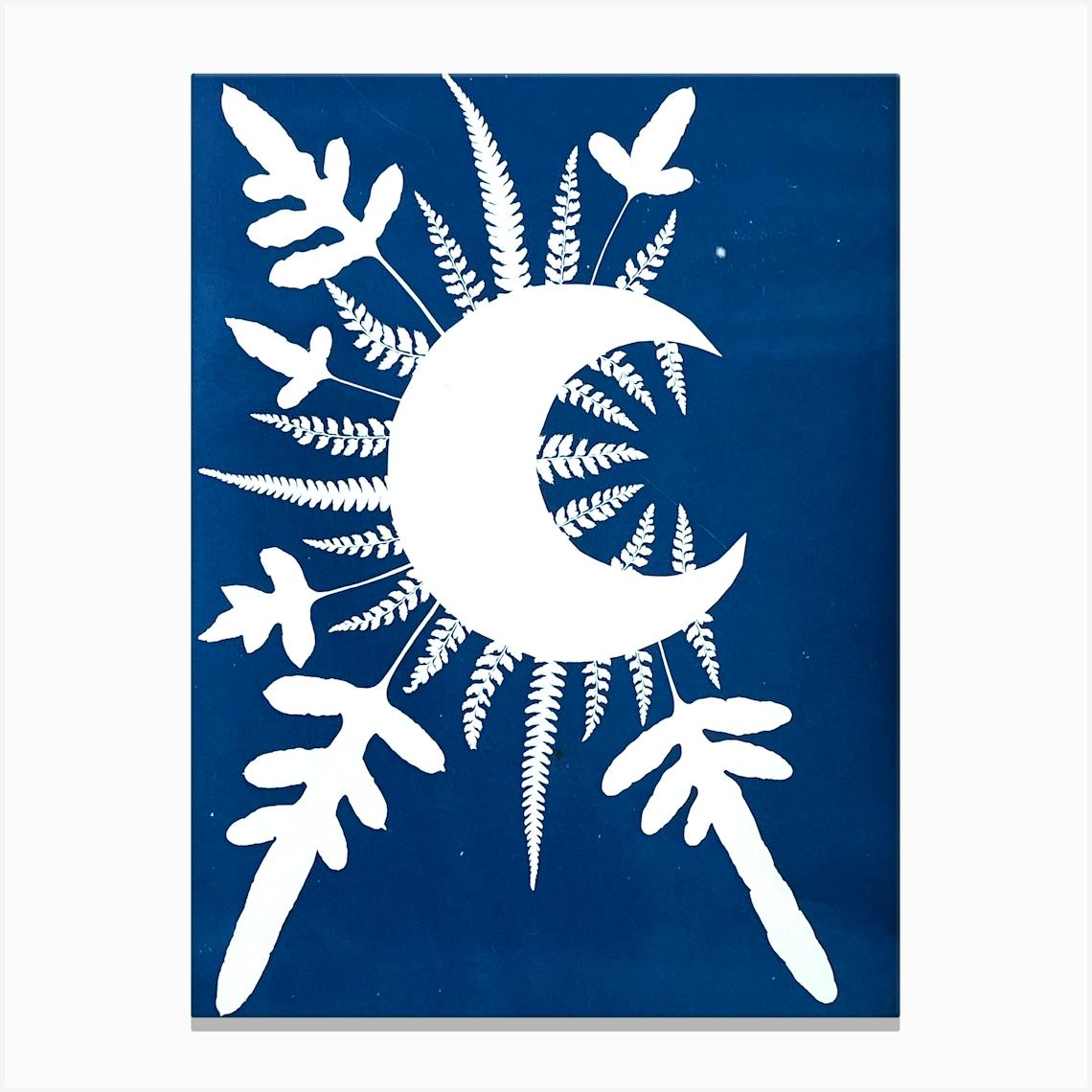 Moon And Ferns 2 Canvas Print by Soulful Sunprints