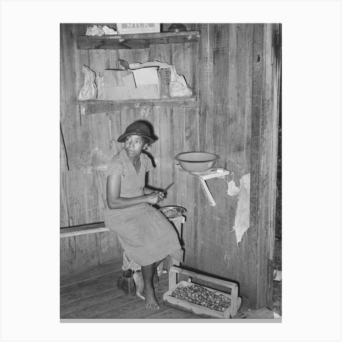 Woman Strawberry Worker Cutting Up Berries To Make Wine, Hammond, Louisiana By Russell Lee Canvas Print by Fy! Classic Art Prints and Posters