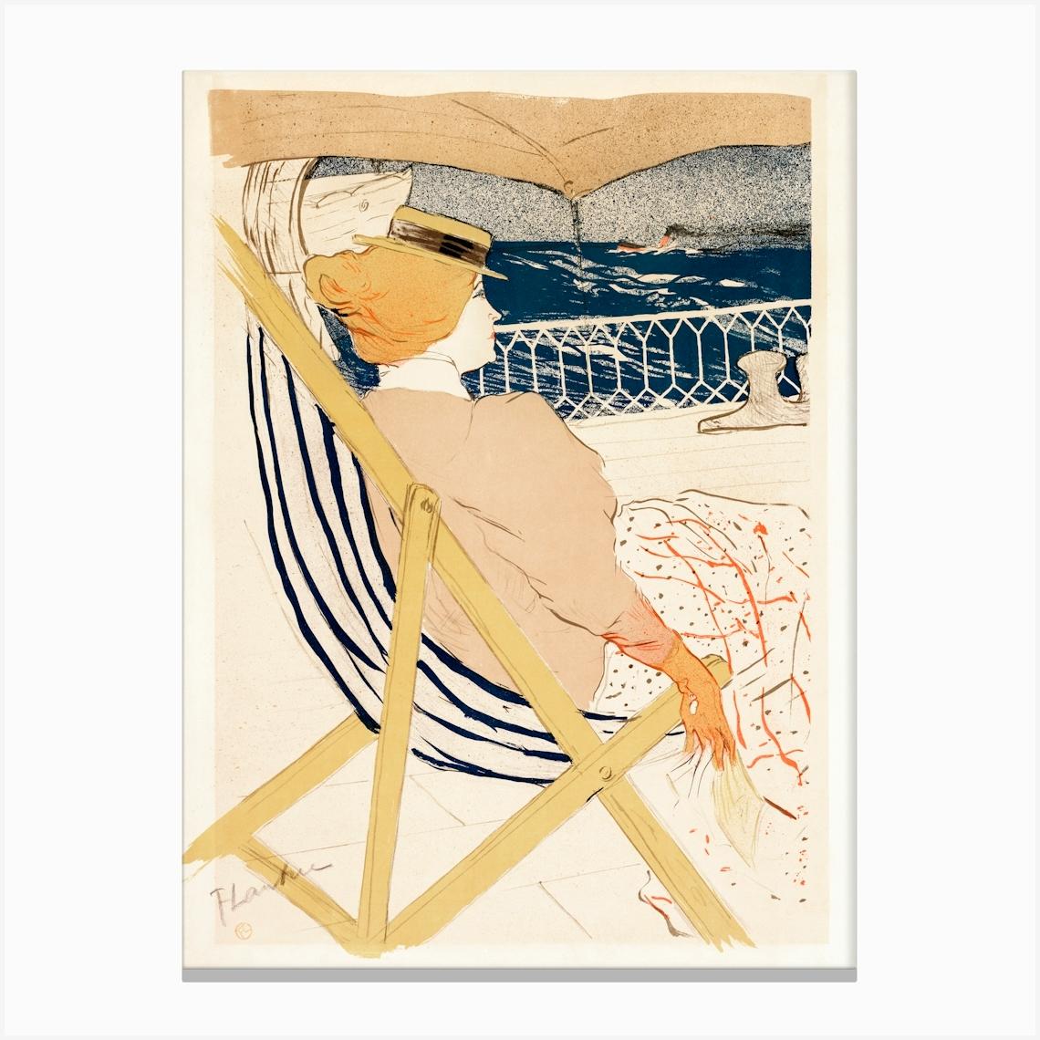 Woman In A Deck Chair Canvas Print by Print Rocker