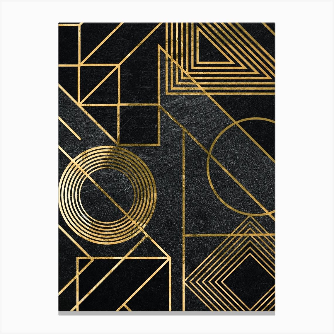 Deco Wallpaper - Gold Art deco Canvas Print by Synthwave1950
