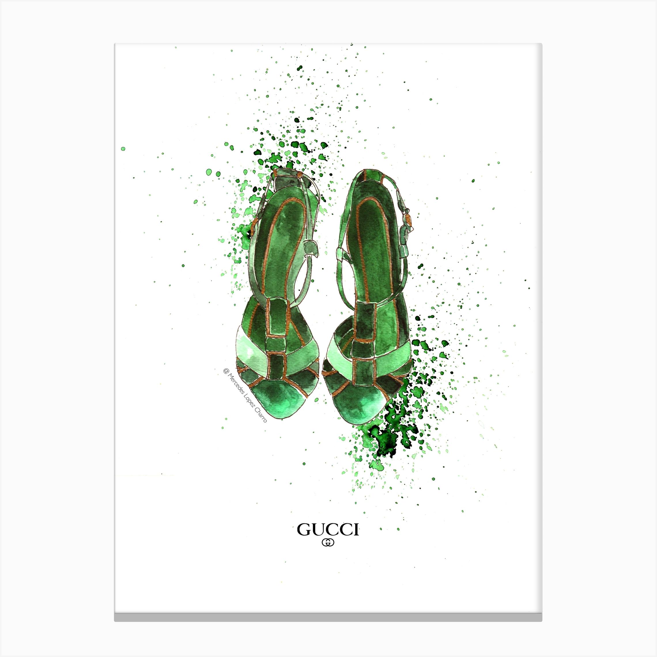 Gucci Sandals Canvas Print by Mercedes Lopez Charro