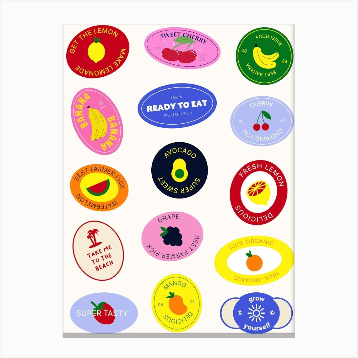 Fruit Sticker Poster 1 Canvas Print by House of Saturn