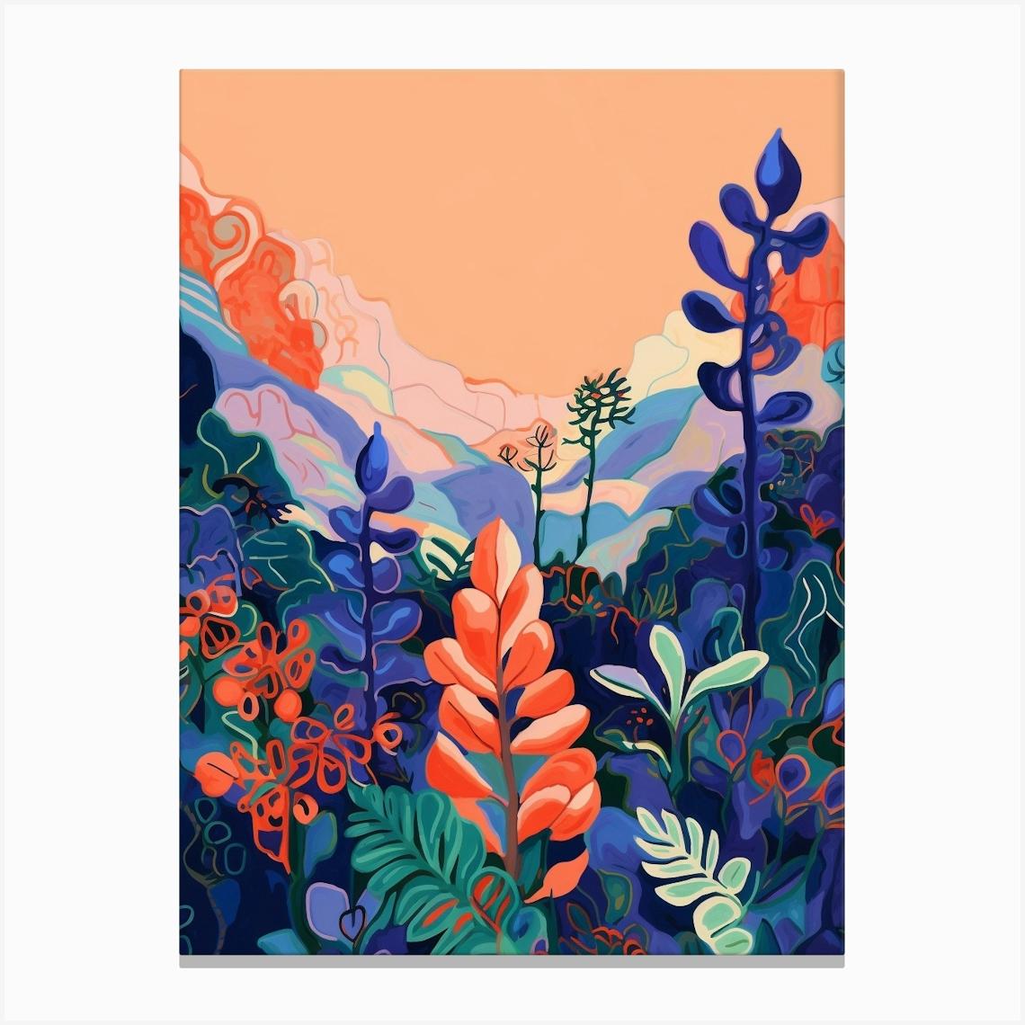 Boho Wildflower Painting Bluebonnet Canvas Print by Botanic Studio