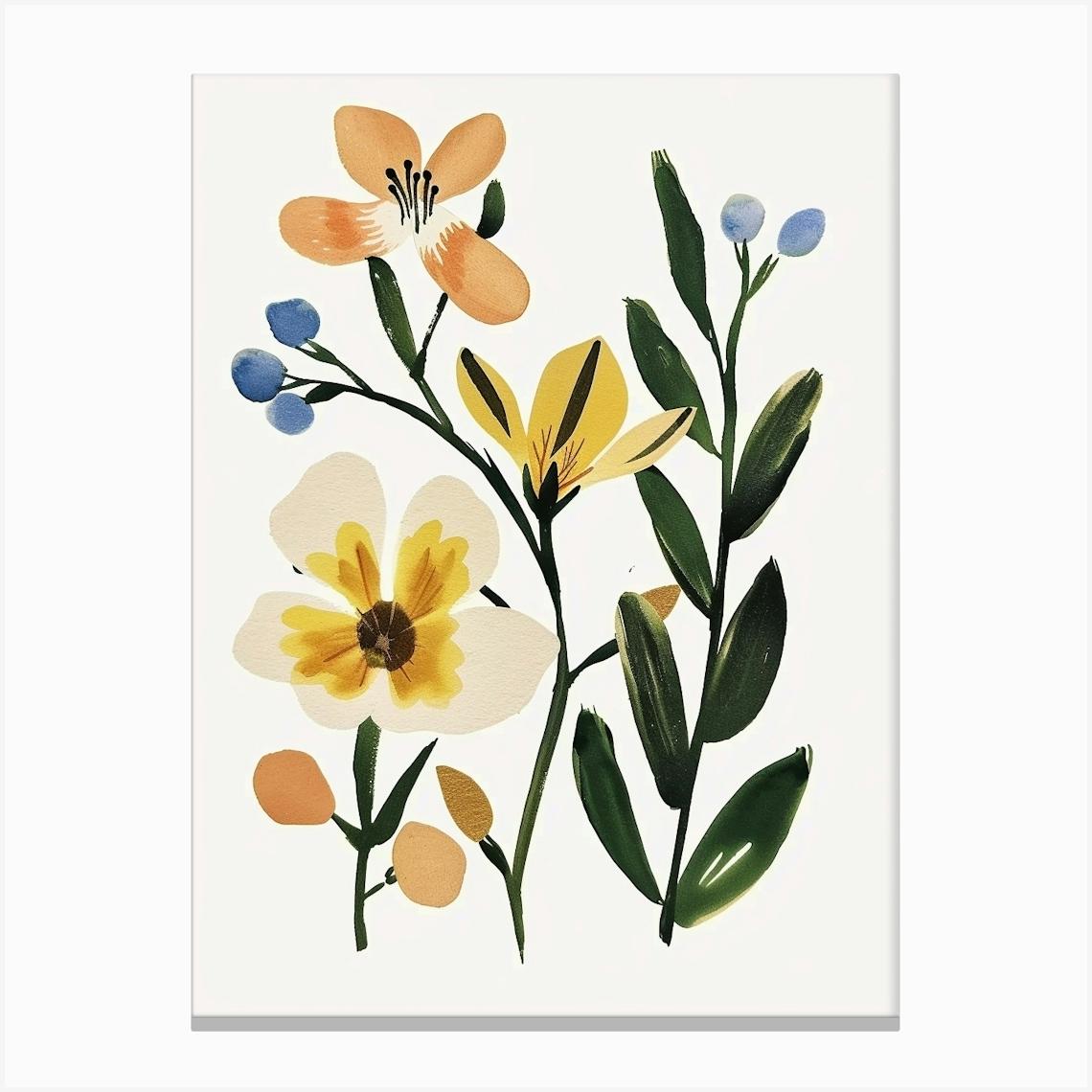 Painted Florals Freesia 1 Canvas Print by Botanic Studio
