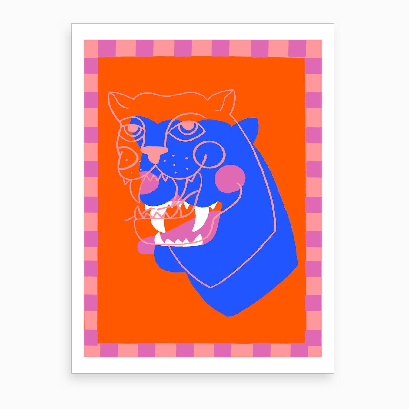 Crooked Lines Panther Art Print by A.F Illustrations