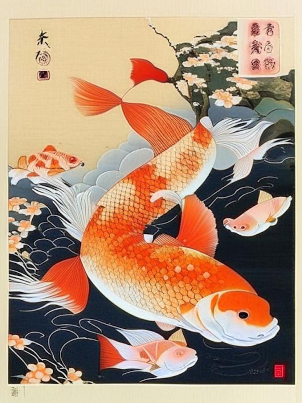 Kawarimono Koi Fish Ukiyo E Style Japanese Art Print by Koi
