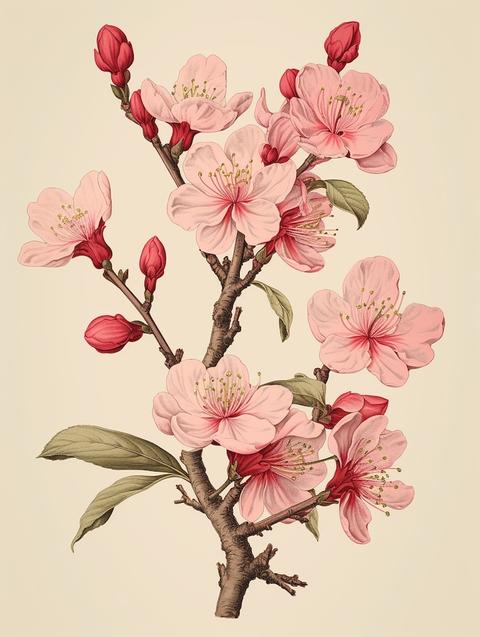 Sakura Cherry Blossom 1 Vintage Japanese Botanical Art Print
